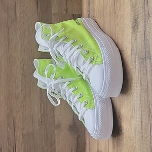 Converse Neon Green and White High-Top Sneakers